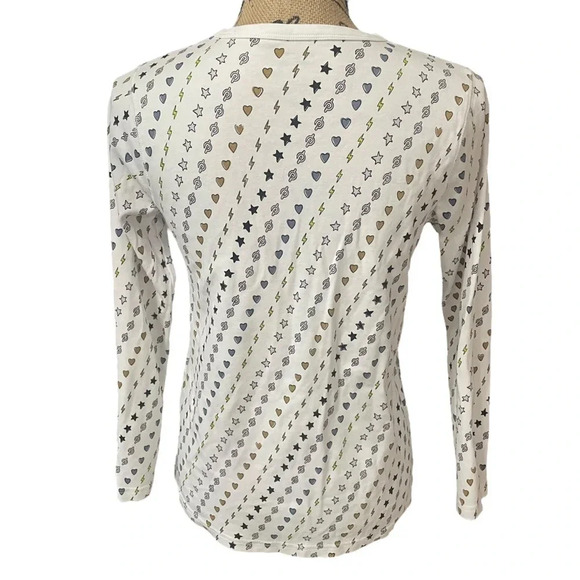 Roller Rabbit X Peloton Long Sleeve Pajama Top Size Small White - Picture 2 of 7